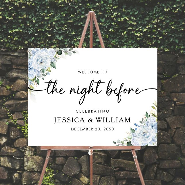 Romantic Light Blue Floral The Night Before Foam Board (Creator Uploaded)