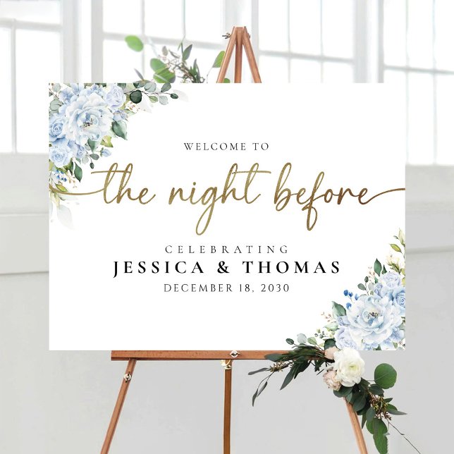 Romantic Light Blue Floral The Night Before Foam Board (Creator Uploaded)