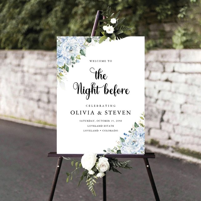 Romantic Light Blue Floral The Night Before Foam Board (Creator Uploaded)