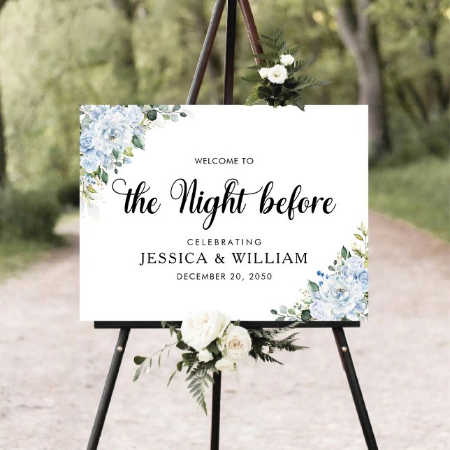 Romantic Light Blue Floral The Night Before Foam Board (Creator Uploaded)