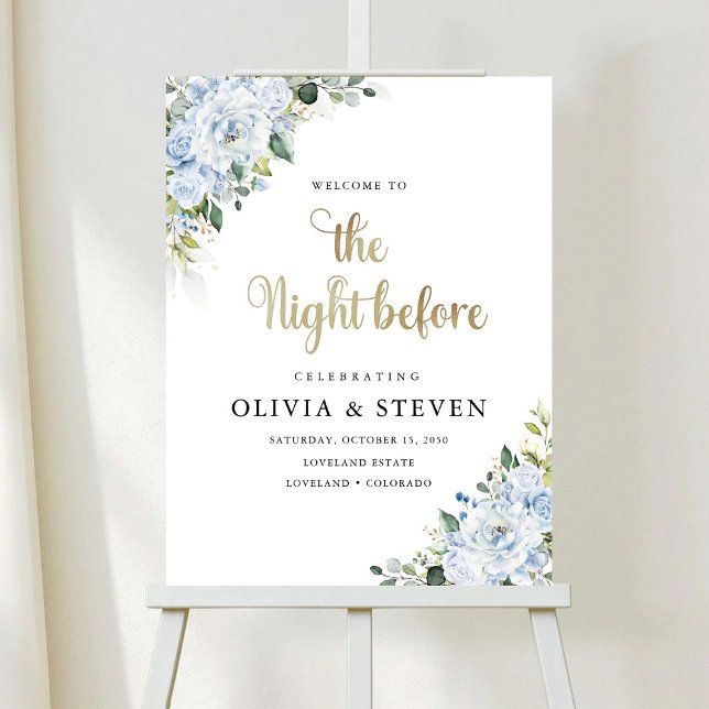 Romantic Light Blue Floral The Night Before Foam Board (Creator Uploaded)