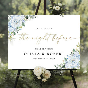 Romantic Light Blue Floral The Night Before Foam Board