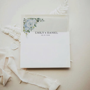 Romantic Light Blue Floral Wedding  Envelope Liner