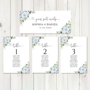 Romantic Light Blue Floral Wedding Head Table Sign