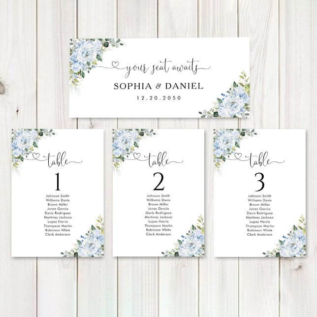 Romantic Light Blue Floral Wedding Head Table Sign (Creator Uploaded)
