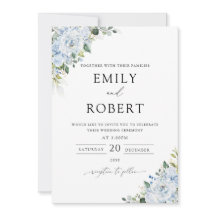 Romantic Light Blue Floral Wedding Invitation