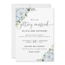 Romantic Light Blue Floral Wedding Invitation