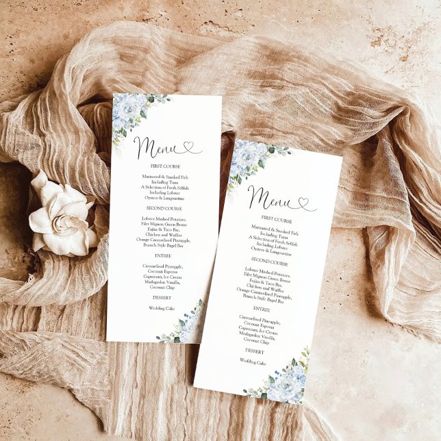 Romantic Light Blue Floral Wedding Menu (Creator Uploaded)