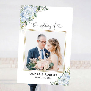 Romantic Light Blue Floral Wedding Photo Prop Foam Board