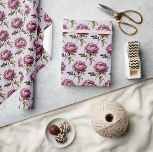 Romantic Light Lavender Purple Peonies  Wrapping Paper