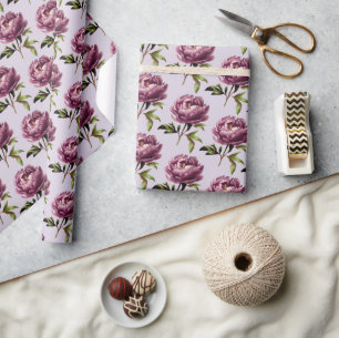 Romantic Light Lavender Purple Peonies  Wrapping Paper