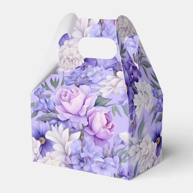 Romantic light purple flowers favor boxes (Front Side)