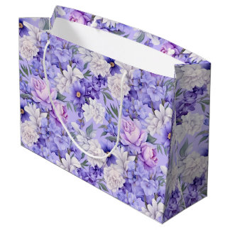 Romantic light purple flowers large gift bag
