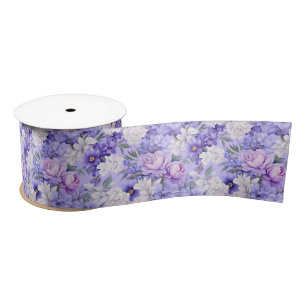 Romantic light purple flowers satin ribbon