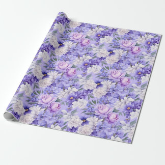 Romantic light purple flowers wrapping paper