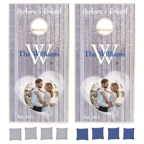 Romantic Lights Photo Personalized Wedding Cornhole Set