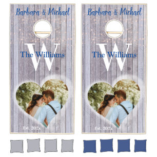 Romantic Lights Photo Personalized Wedding Cornhole Set