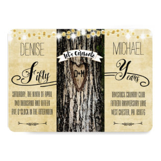 Romantic Lights & Rustic Tree 50th Anniversary Invitation