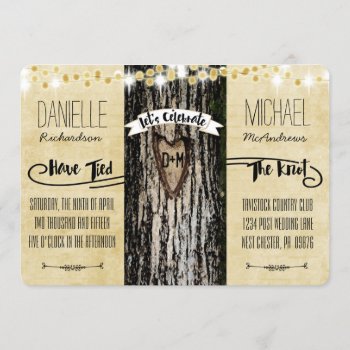 Romantic Lights & Rustic Tree Post Wedding Invite by PetitePaperie at Zazzle
