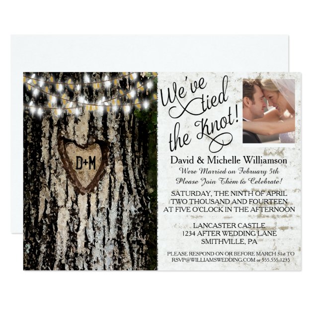 Romantic Lights & Tree Post Wedding Photo Invite