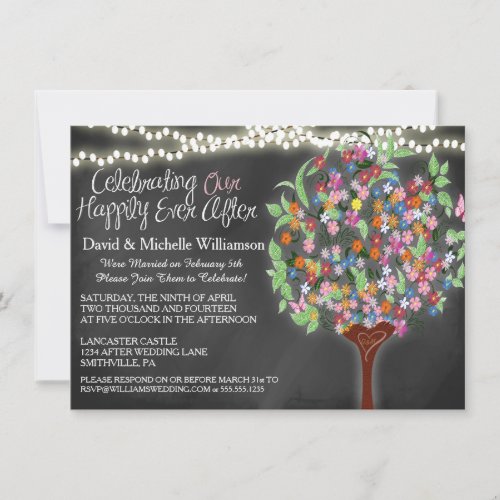 Romantic Lights Whimsical Tree Post Wedding Invite Announcement