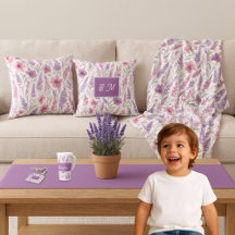 Romantic lila pink Pastel Botanical Spring Meadow