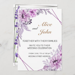 Romantic Lilac and Purple Lavender Wedding Invitation