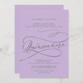 Romantic Lilac Calligraphy Quinceañera Invitation (Front/Back)