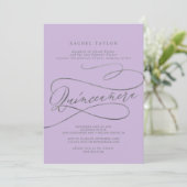 Romantic Lilac Calligraphy Quinceañera Invitation (Standing Front)