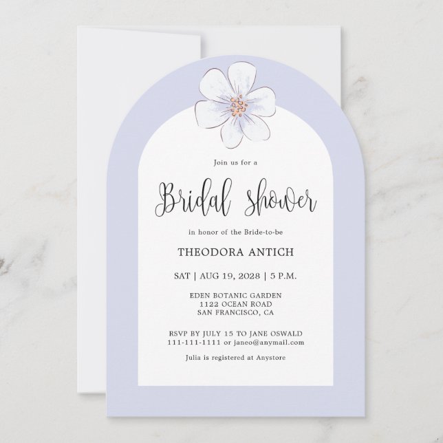 Romantic Lilac Floral  Bridal Shower  Invitation (Front)