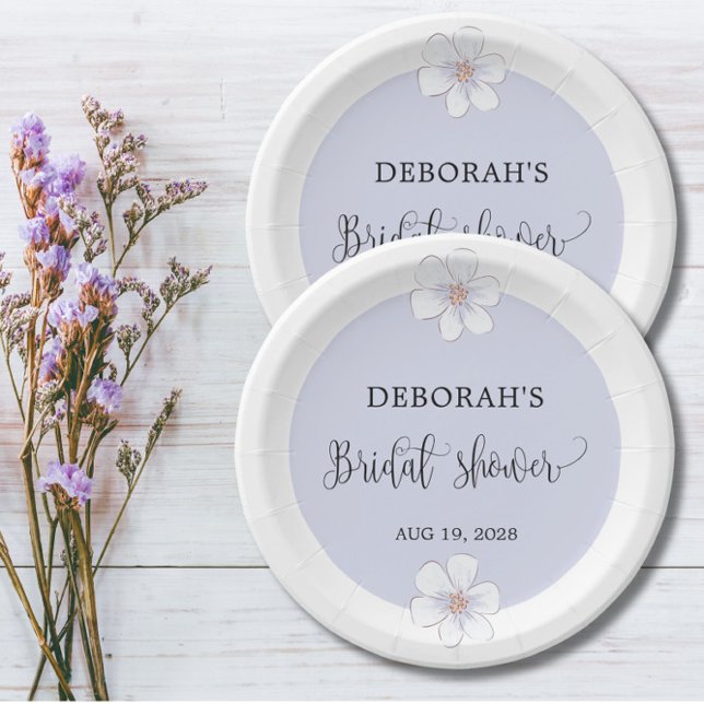 Romantic Lilac Floral Bridal Shower Paper Plates (Creator Uploaded)