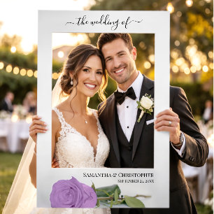 Romantic Lilac Purple Rose Elegant Wedding Selfie Frame