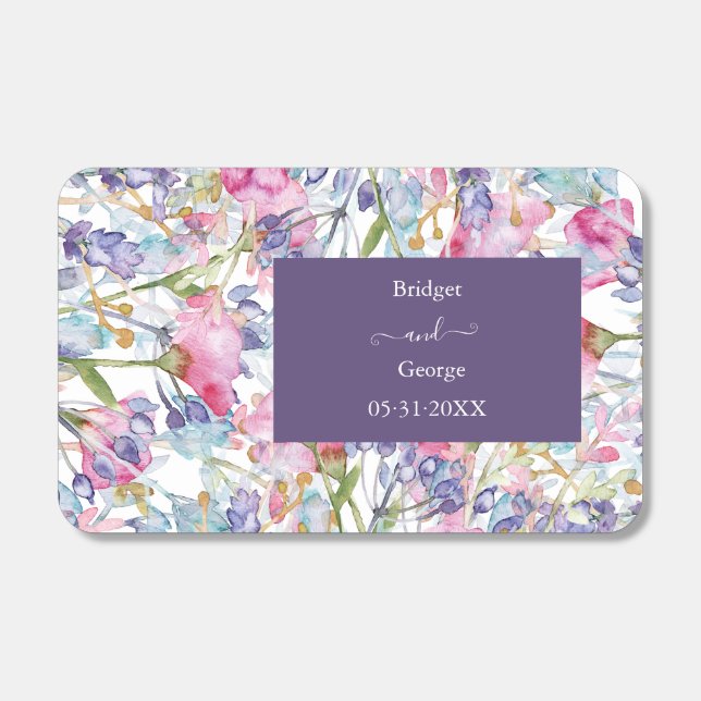romantic lilac wildflower greenery wedding matchboxes (Front)