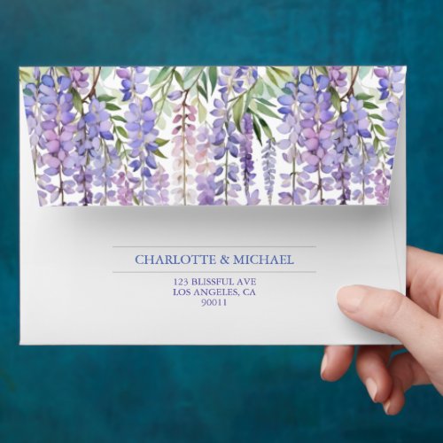Romantic Lilac Wisteria Spring Garden Wedding Envelope