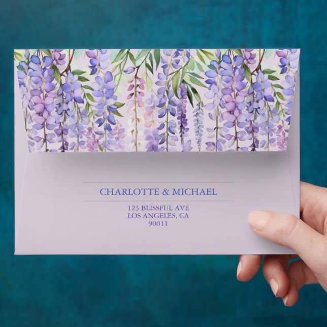 Romantic Lilac Wisteria Summer Garden Wedding Envelope (Hand)
