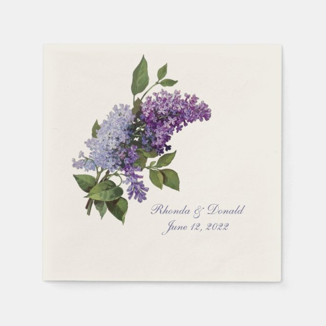 Romantic Lilacs Wedding Napkins (Front)