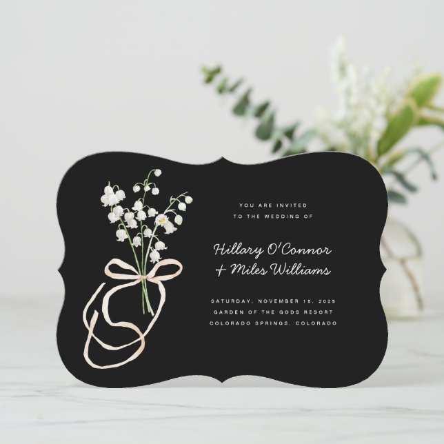 Romantic Lily of the Valley 5x7 Wedding Invitation (Standing Front)