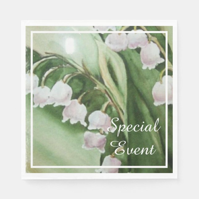 ROMANTIC LILY OF THE VALLEY FLOWER PARTY NAPKINS (Front)