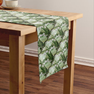 ROMANTIC LILY OF THE VALLEY SHORT TABLE RUNNER