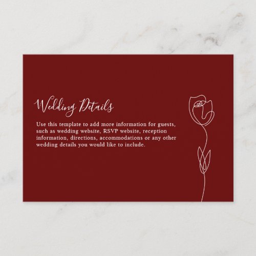 Romantic Line Rose Details Enclosure Card