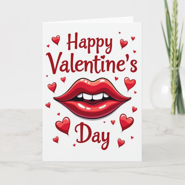 Romantic Lips Valentines Day Card (Front)