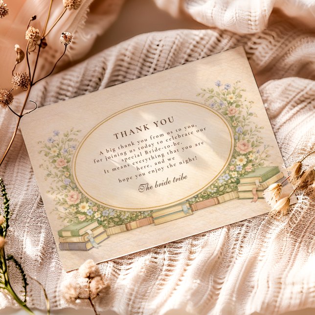 Romantic Literary Floral Bridal Shower Thank You Card (Creator Uploaded)