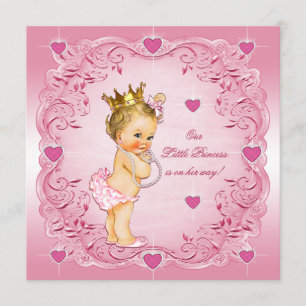 Romantic Little Princess Love Hearts Baby Shower Invitation