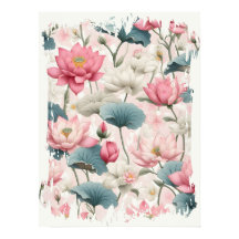 Romantic Lotus in Pink, Cream, and Soft Green