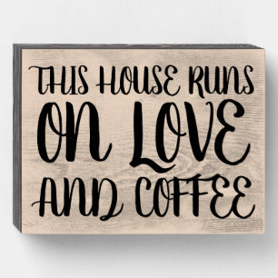 ROMANTIC LOVE AND COFFEE WOOD WALL SIGN