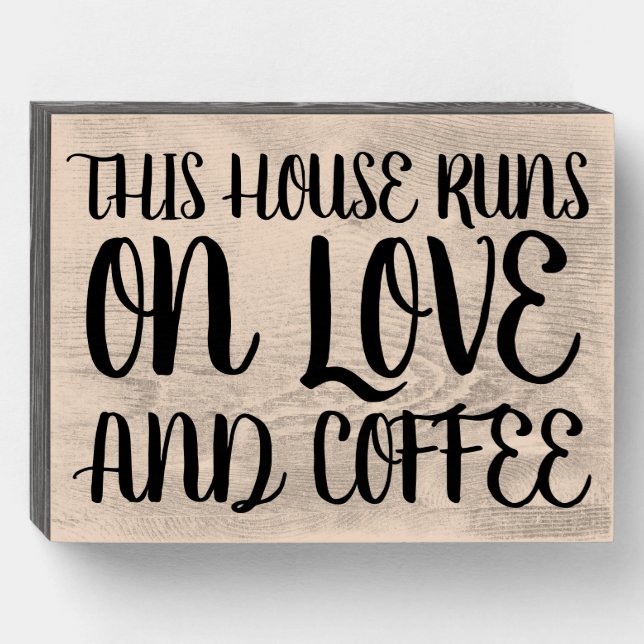 ROMANTIC LOVE AND COFFEE WOOD WALL SIGN (Front Horizontal)