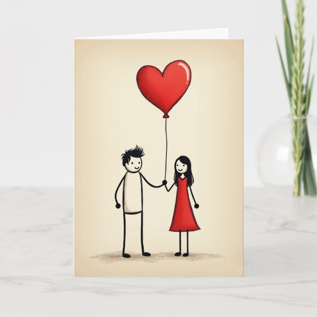 Romantic Love Balloon Card (Front)