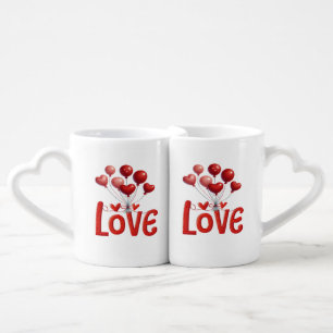 Romantic "Love" Balloon Coffee Mug Set