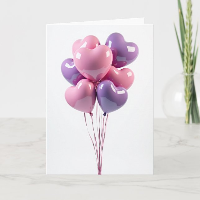 Romantic Love Balloons Card (Front)