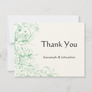 Romantic Love Bird Mint Wedding Thank You Card